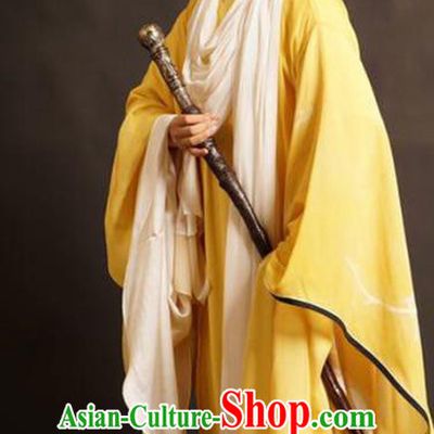 Chinese Yue Opera Young Male Wu Yi Lane Wang Huizhi Yellow Costumes Apparels and Headwear Shaoxing Opera Xiaosheng Scholar Garment