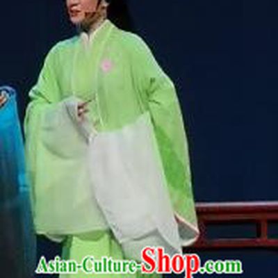 Chinese Shaoxing Opera Young Lady Green Dress Costumes and Headpieces Wu Yi Lane Yue Opera Hua Tan Xi Daomao Garment Apparels