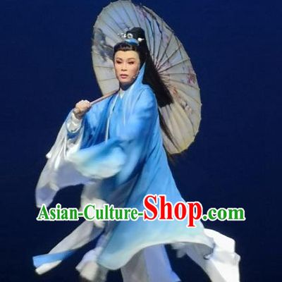Chinese Yue Opera Xiaosheng Scholar Wang Huizhi Blue Garment Wu Yi Lane Apparels and Headwear Shaoxing Opera Young Male Costumes