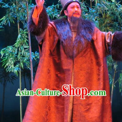 Chinese Yue Opera Landlord Physician Apparels Costumes and Headwear Ren Heart Medicine Shaoxing Opera Laosheng Elderly Male Garment