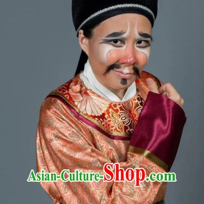 Baozheng Tears Chinese Yue Opera Chou Role Apparels and Hat Shaoxing Opera Clown Garment Costumes