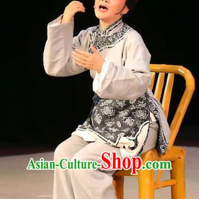Chinese Shaoxing Opera Servant Female Garment Costumes and Headdress Mistress Xiang Lin Yue Opera Apparels