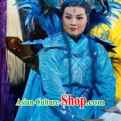 The Story of Goddess Chinese Yue Opera Young Male Blue Apparels Costumes and Headwear Shaoxing Opera Xiaosheng Da Hong Garment