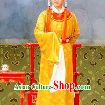 Hua Zhong Jun Zi Chinese Yue Opera Young Male Apparels and Headwear Shaoxing Opera Eunuch Garment Costumes