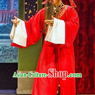 Hua Zhong Jun Zi Chinese Yue Opera Landlord Elderly Male Apparels and Headwear Shaoxing Opera Laosheng Garment Merchant Zhang Zichun Costumes