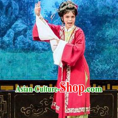 Chinese Shaoxing Opera Actress Dame Dress Apparels Costumes and Hair Accessories Yue Opera Hua Zhong Jun Zi Young Mistress Garment