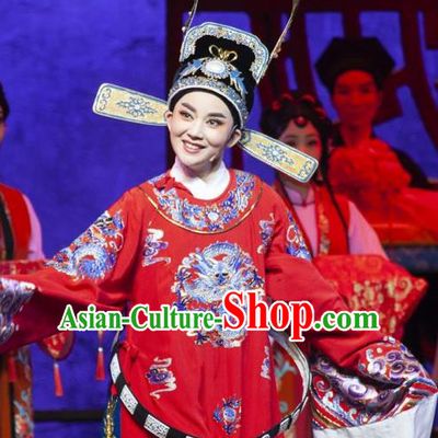 Tuan Yuan Zhi Hou Chinese Yue Opera Number One Scholar Apparels and Hat Shaoxing Opera Xiaosheng Garment Costumes Official Vestment