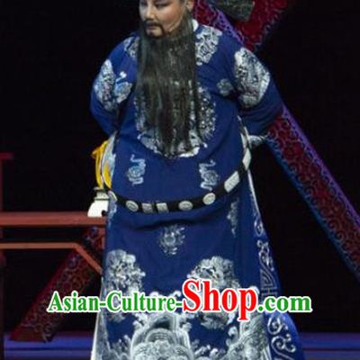 Tuan Yuan Zhi Hou Chinese Yue Opera Elderly Male Apparels and Hat Shaoxing Opera Garment Costumes Magistrate Official Du Guozhong Vestment