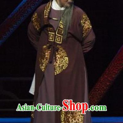 Tuan Yuan Zhi Hou Chinese Yue Opera Landlord Apparels and Hat Shaoxing Opera Garment Elderly Male Costumes