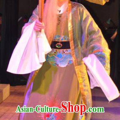 Tian Dao Zheng Yi Chinese Yue Opera Laosheng Old Man Costumes and Hat Shaoxing Opera Official Han Qi Garment Apparels