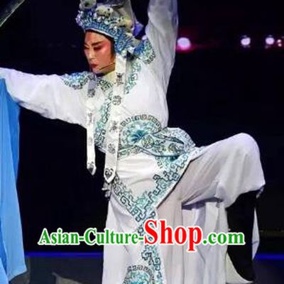 Chinese Yue Opera Takefu Costumes and Headwear Shaoxing Opera Tian Dao Zheng Yi Wusheng Bodyguard Garment Apparels
