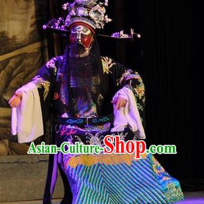 Chinese Yue Opera Laosheng Bao Zheng Costumes and Hat Shaoxing Opera Tian Dao Zheng Yi Garment Elderly Man Apparels Official Robe