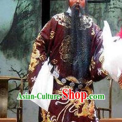 Chinese Yue Opera Laosheng Official Robe and Hat Shaoxing Opera Tian Dao Zheng Yi Garment Elderly Man Apparels Bao Zheng Costumes