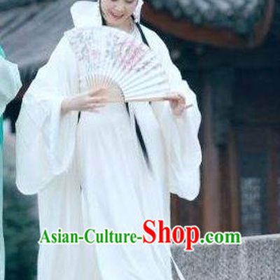 Chinese Shaoxing Opera Hua Tan Bai Suzhen Garment Costumes and Headdress Legend of White Snake Yue Opera Actress White Dress Apparels