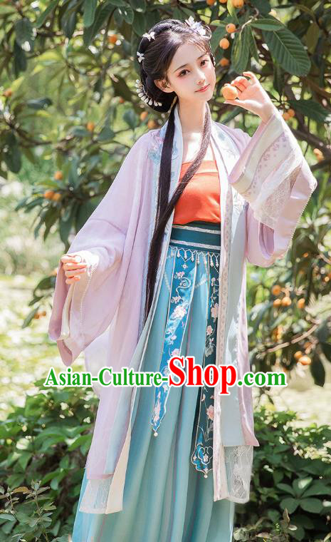 Chinese Ancient Song Dynasty Embroidered Hanfu Dress Noble Lady Historical Costumes Traditional Garment