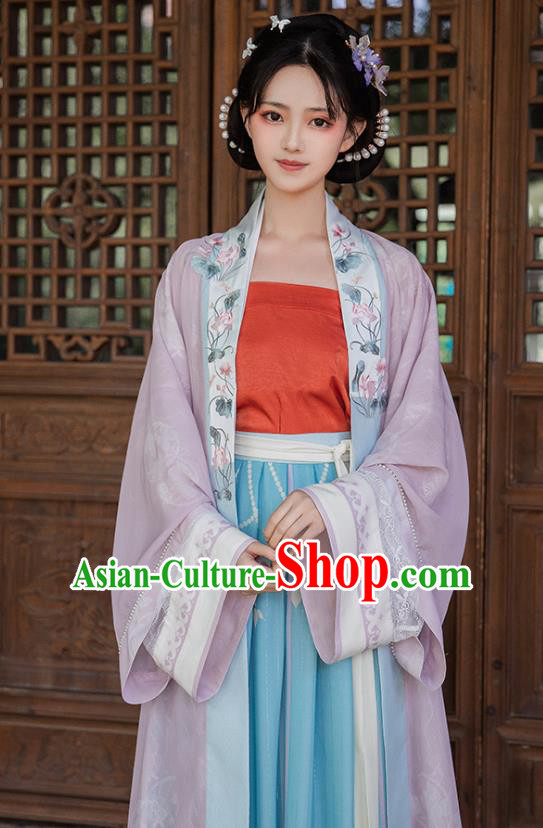 Chinese Ancient Song Dynasty Embroidered Hanfu Dress Noble Lady Historical Costumes Traditional Garment