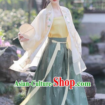 Chinese Traditional Song Dynasty Young Lady Embroidered Hanfu Dress Ancient Garment Historical Costumes