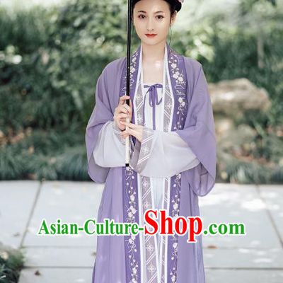 Traditional Chinese Ancient Hanfu Dress Garment Song Dynasty Noble Lady Embroidered Historical Costumes Complete Set