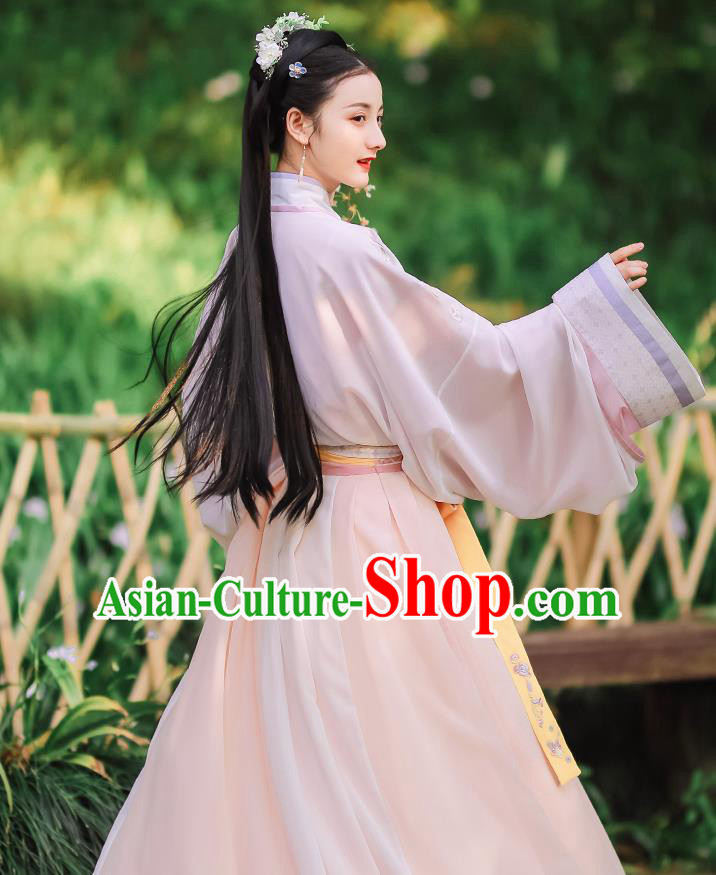 Traditional Chinese Jin Dynasty Hanfu Dress Garment Ancient Noble Lady Embroidered Historical Costumes Traditional Chinese Jin Dynasty Hanfu Dress Garment Ancient Noble Lady Embroidered Historical Costumes