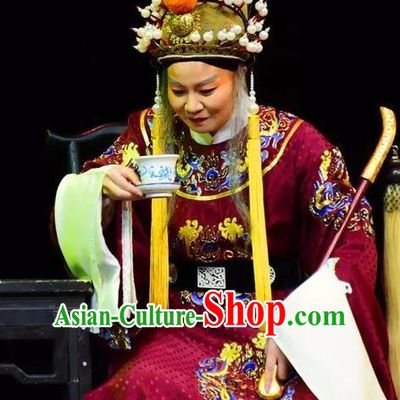 Xianglian Case Chinese Yue Opera Old Man Garment Apparels and Headwear Shaoxing Opera Xiaosheng Elderly Eunuch Costumes