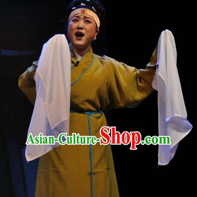 Chinese Shaoxing Opera Laodan Dress Costumes and Headdress Qing Jian Fan Ying Yue Opera Elderly Female Garment Apparels