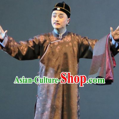 Wu Gu Niang Chinese Yue Opera Landlord Garment Apparels and Headwear Shaoxing Opera Male Role Squire Costumes