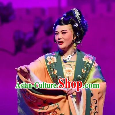 Chinese Shaoxing Opera Countess Dress Costumes and Headpieces Hu Po Yuan Yue Opera Garment Elderly Female Apparels