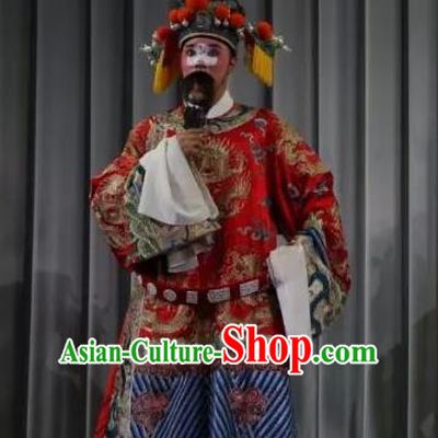 Bai Sui Gua Shuai Chinese Yue Opera Clown Male Apparels and Headwear Shaoxing Opera Chou Role Garment Costumes