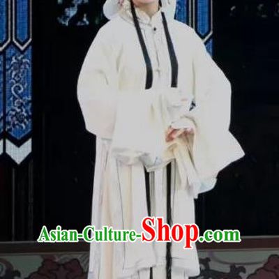 Chinese Shaoxing Opera Distress Maiden White Dress Apparels Costumes and Headdress Bai Sui Gua Shuai Yue Opera Actress Mu Guiying Garment