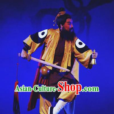 Chinese Yue Opera Taoist Priest Garment and Headwear A Chinese Ghost Story Shaoxing Opera Demon Master Yan Chixia Apparels Costumes