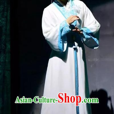 Chinese Shaoxing Opera Young Female Apparels Costumes and Headpieces Fang Cao Meng Yue Opera Hua Tan White Dress Garment