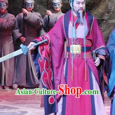 The Orphan of Zhao Chinese Yue Opera Elderly Male Garment and Headwear Shaoxing Opera Jinling King Costumes Apparels
