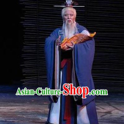 The Orphan of Zhao Chinese Yue Opera Old Man Cheng Ying Garment and Headwear Shaoxing Opera Official Costumes Elderly Male Apparels