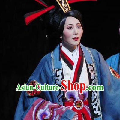 Chinese Shaoxing Opera Countess Apparels Costumes and Headdress The Orphan of Zhao Yue Opera Noble Female Dress Garment
