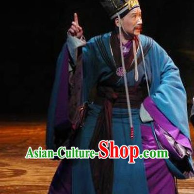 The Orphan of Zhao Chinese Yue Opera Minister Garment and Headwear Shaoxing Opera Elderly Male Official Apparels Costumes