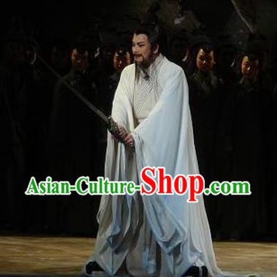 Chinese Yue Opera Elderly Male Cheng Ying Garment Costumes and Headwear Shaoxing Opera The Orphan of Zhao Minister Apparels