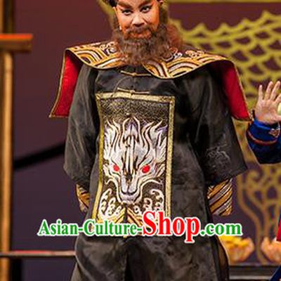Chinese Yue Opera Laosheng Garment Costumes and Headwear Shaoxing Opera Lu Ding Ji Elderly Male Ao Bai Apparels Official Vestment