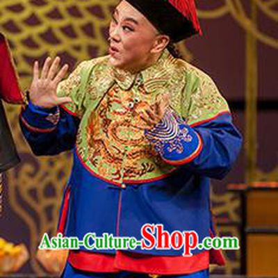 Chinese Yue Opera Court Eunuch Garment Costumes and Headwear Shaoxing Opera Lu Ding Ji Young Male Wei Xiaobao Official Apparels Vestment
