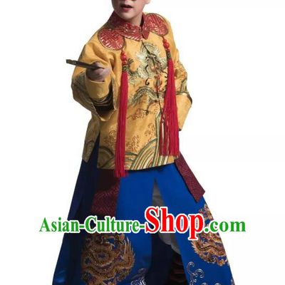 Chinese Yue Opera Emperor Kang Xi Garment Costumes and Headwear Shaoxing Opera Lu Ding Ji Young Male Apparels