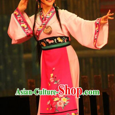 Chinese Shaoxing Opera Diva Pink Dress Apparels and Headpieces Huang Dao Po Yue Opera Woman Weaver Garment Young Female Costumes