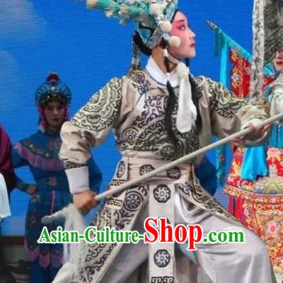 Bai Sui Gua Shuai Chinese Yue Opera Wusheng Yang Wenguang Apparels and Headwear Shaoxing Opera Takefu Martial Male Garment Costumes