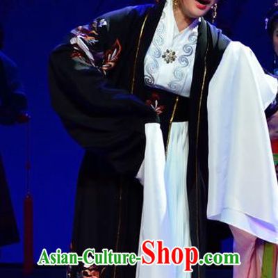 Chinese Shaoxing Opera Infanta Chai Apparels Costumes and Headdress Yue Opera Mrs Dayi Dowager Countess Dress Garment