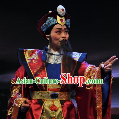 Chinese Yue Opera Cleanhanded Fan Ying Elderly Male Apparels Costumes and Headwear Shaoxing Opera Laosheng Chieftain Garment