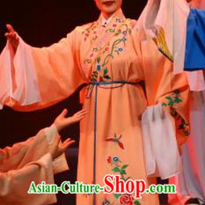 Chinese Yue Opera Young Male Xu Jichang Qing Jian Fan Ying Apparels and Headwear Shaoxing Opera Xiaosheng Costumes Scholar Garment