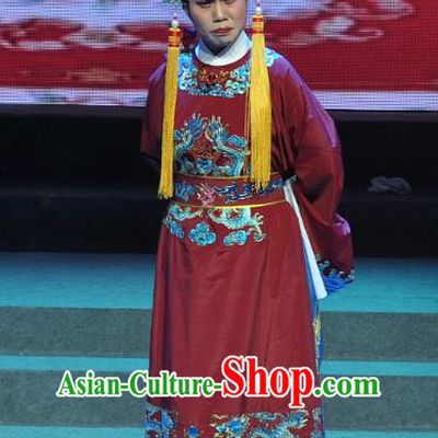 Chinese Yue Opera Laosheng Qing Jian Fan Ying Apparels and Headwear Shaoxing Opera Garment Costumes Eunuch Vestment