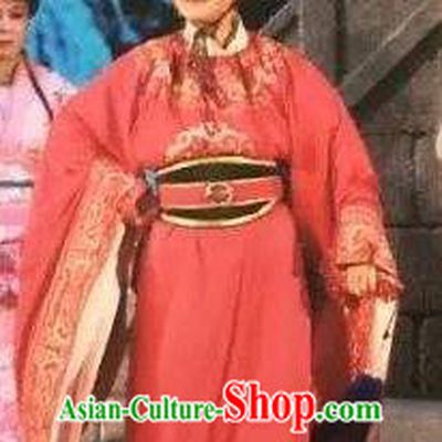 Xu Fu Dong Du Chinese Yue Opera Niche Prince Red Garment Costumes and Headwear Shaoxing Opera Xiaosheng Young Male Apparels