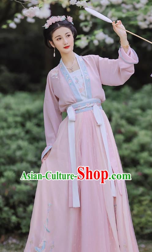 Traditional Chinese Song Dynasty Young Lady Hanfu Dress Ancient Garment Embroidered Historical Costumes Traditional Chinese Song Dynasty Young Lady Hanfu Dress Ancient Garment Embroidered Historical Costumes