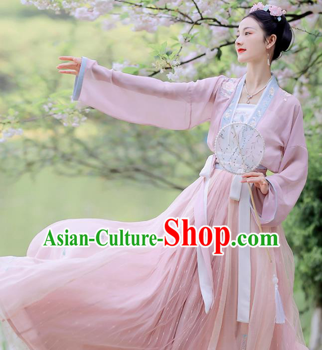 Traditional Chinese Song Dynasty Young Lady Hanfu Dress Ancient Garment Embroidered Historical Costumes Traditional Chinese Song Dynasty Young Lady Hanfu Dress Ancient Garment Embroidered Historical Costumes