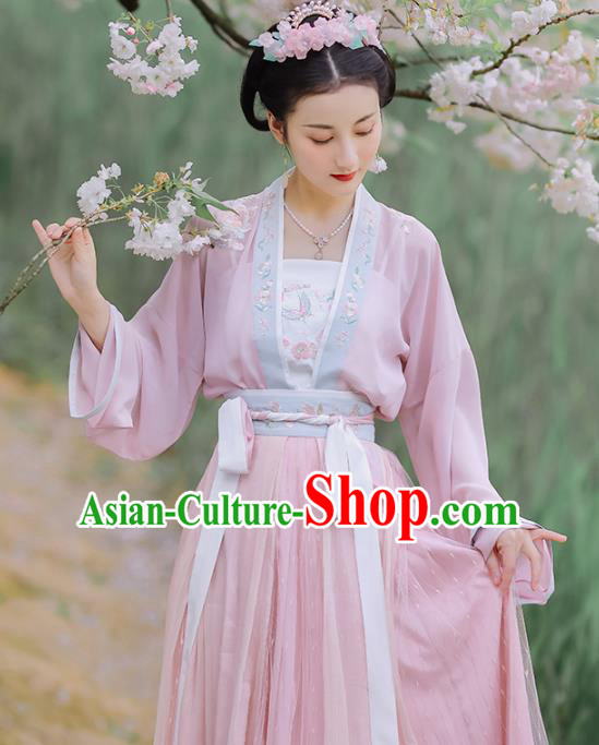 Traditional Chinese Song Dynasty Young Lady Hanfu Dress Ancient Garment Embroidered Historical Costumes Traditional Chinese Song Dynasty Young Lady Hanfu Dress Ancient Garment Embroidered Historical Costumes