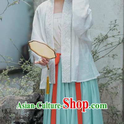Traditional Chinese Song Dynasty Historical Costumes Ancient Young Lady Hanfu Dress Embroidered Garment